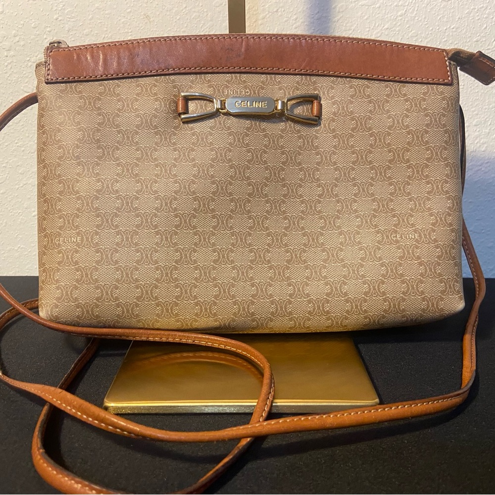 Vintage ~ Celine Macadam Canvas & Leather ~ Crossbody ✨ COA Included
